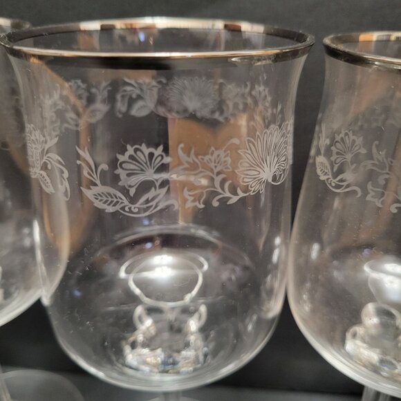 Set Of 4 Lenox White Echo Hand-Etched Crystal Wine Glasses 8.5" - Picture 3 of 5